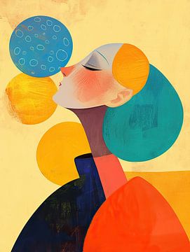 Vrouwenportret | Whispering Colors Embrace van ARTEO Schilderijen