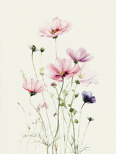 Minimalistische roze bloemen