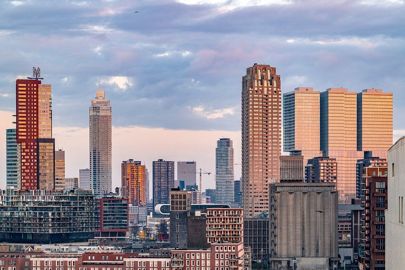 Skyline von Rotterdam bei Sonnenaufgang von Sjoerd van der Wal Fotografie