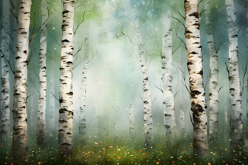 Forêt de bouleaux au printemps
