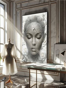 De schoonheid van diamanten en witte rozen in de modestudio van Segaspics