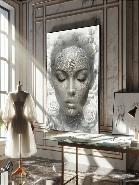 La beauté des diamants et des roses blanches dans Fashion Studio par Segaspics