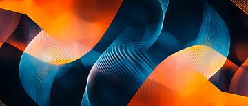 Colourful waves in orange and blue by Poster Art Shop