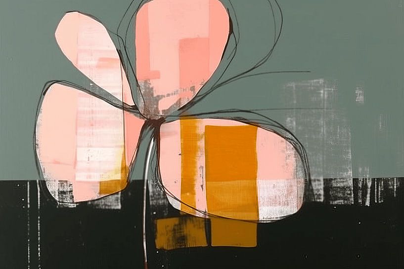 Illustration of an abstract flower in pastel colours by Studio Allee