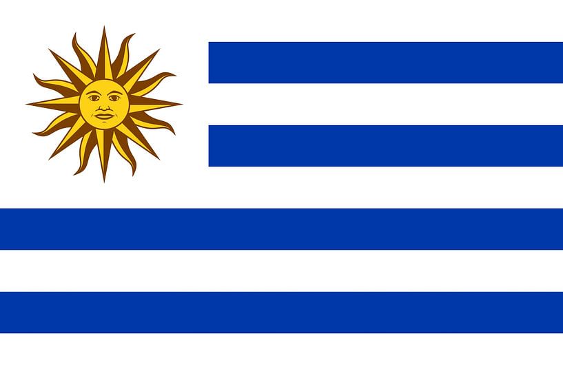 Drapeau de l'Uruguay. Vectoriel. Dimensions, proportions des éléments et couleurs exactes. par de-nue-pic
