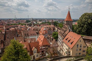 Oude centrum van Neurenberg, Duitsland, gezien vanaf het kasteel