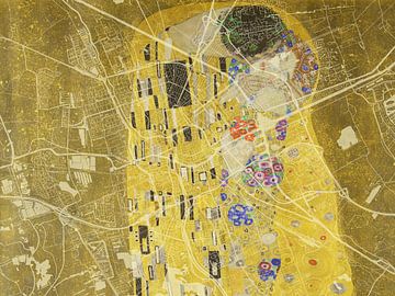 Karte von Groningen dem Kuss von Gustav Klimt von Map Art Studio