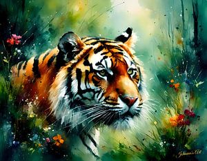 La faune et la flore en aquarelle - Tiger 5 sur Johanna's Art