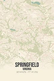 Alte Karte von Springfield (Virginia), USA. von Ortsdrucke