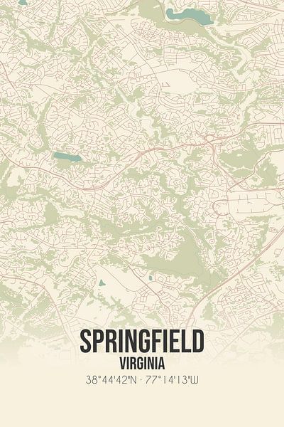 Carte ancienne de Springfield (Virginie), Etats-Unis. par Affiches de lieux
