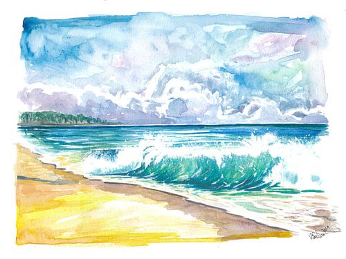 Seven Mile Beach Grand Cayman avec des vagues turquoise