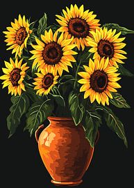 Un bouquet de tournesols rayonnant dans une cruche rustique