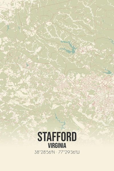 Alte Karte von Stafford (Virginia), USA. von Ortsdrucke