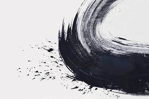 Zwarte Borstelstreek met Spetters op Wit