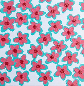 Blumen retro-rosa-rot aquaweiß