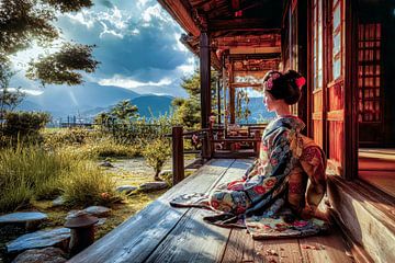 Picturesque Asian-style fictional art featuring a geisha by Egon Zitter