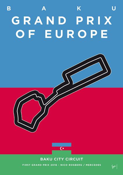 Mein F1 BAKU Rennstrecke Minimal Poster von Chungkong Art