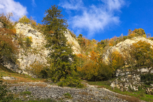 Jura kalksteenrotsen in het Boven-Donau Natuurpark bij Fridingen