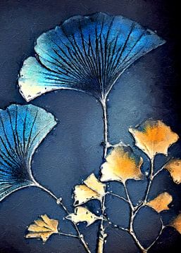 Ginko Biloba digitaal olieverfschilderij #ginko van JBJart Justyna Jaszke