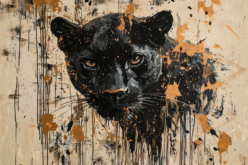 Black panther expressive painting by Art & Soul Creations
