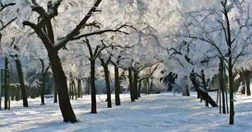 Orchard in the snow by Yvonne Blokland