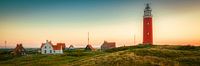 Panorama on Texel at the lighthouse and village of Eierlandse Dunes
