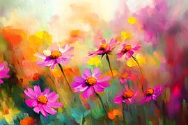 Colourful flower field painting by Imperial Art House