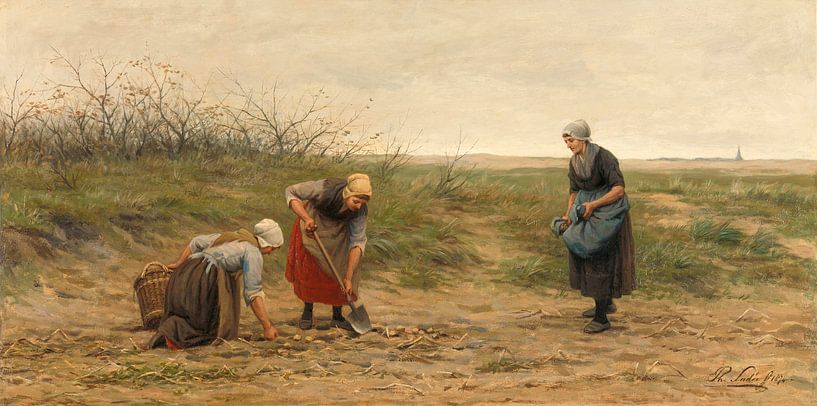 Les femmes de Scheveningen à la revue d'un champ de pommes de terre déraciné, Philip Sadée par Des maîtres magistraux