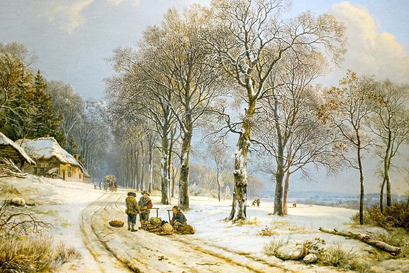 Winter landschap door Barend Cornelis Koekkoek, 1835-38, olie op canvas. van Eye on You