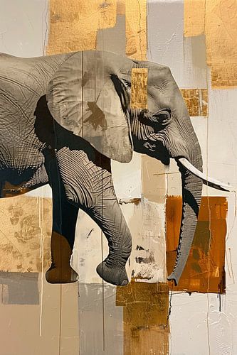 Moderne abstracte olifant in sepia tonen