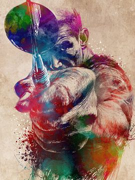 Joueur de fléchettes art sportif #fléchettes