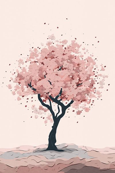 Ein einsamer Sakura-Baum von Patterns & Palettes