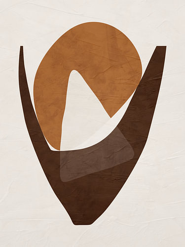 Abstract, organic-geometric modern art in earth tones