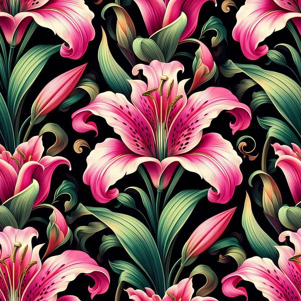 Lily on black AI by Tatjana Korneeva