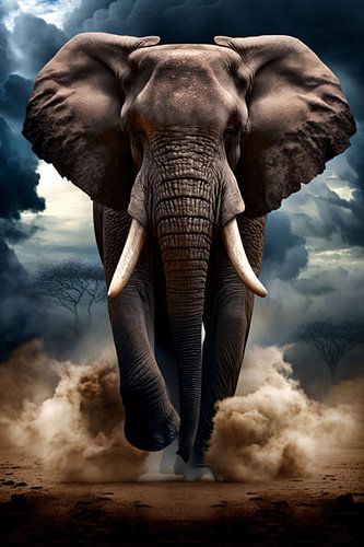 Olifant doorstaat woeste storm