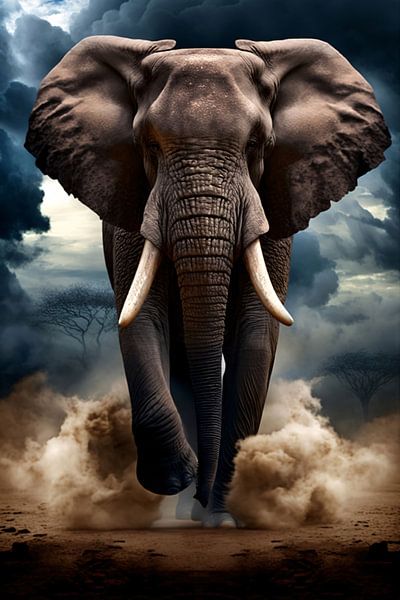 Olifant doorstaat woeste storm van Art & Soul Creations