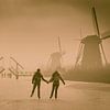 Schlittschuhlaufen am Kinderdijk von Rob Kempers  Nature-Art-Landscape Photography