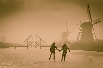 Patinage au Kinderdijk