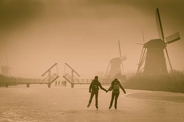 Patinage au Kinderdijk sur Rob Kempers  Nature-Art-Landscape Photography