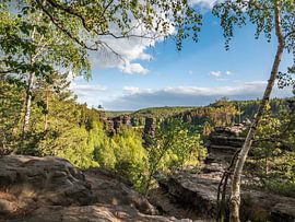 Bielatal, Sächsische Schweiz - Felsplateau und Schiefer Turm von Pixelwerk