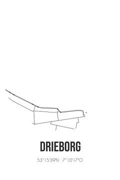 Drieborg (Groningen) | Landkaart | Zwart-wit van Rezona
