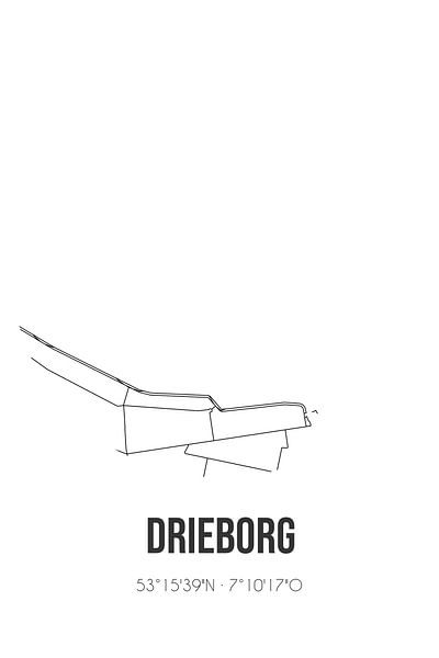 Drieborg (Groningen) | Map | Black and white by Prints of Place