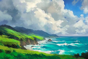 Kustlandschap met wolkenmagie van Poster Art Shop