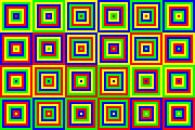 Je 6 Permutationen mit Zentrum Rot, Grün, Blau und Gelb | ID=15 | V=09 von Gerhard Haberern Miniaturansicht