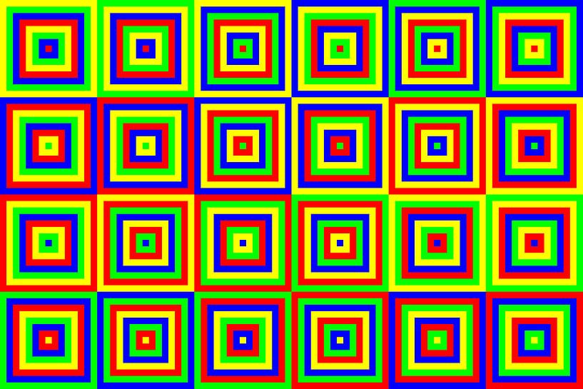 6 permutations each with center red, green, blue and yellow | ID=15 | V=09 by Gerhard Haberern