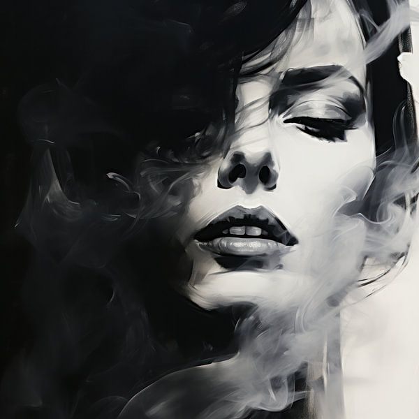 Mystiek in Monochroom - Portret in Zwart en Wit van Eva Lee