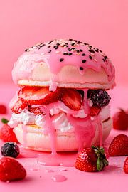 Colourful macaroon burger with fruit by Poster Art Shop
