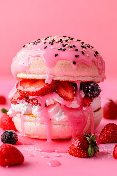 Bunter Makronenburger mit Früchten von Poster Art Shop