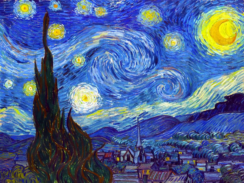 De sterrennacht - Vincent van Gogh -1889 van Doesburg Design