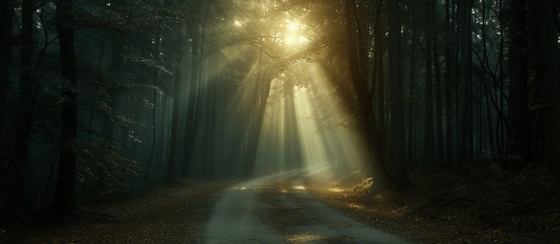 Sonniger Waldblick von fernlichtsicht